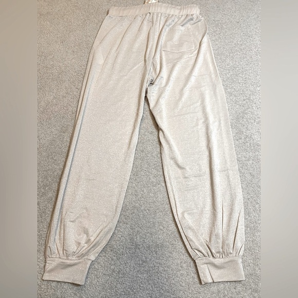 NWT B.O.G Collective Band of Gypsies Champagne Shimmer Joggers Women Medium - Picture 2 of 8